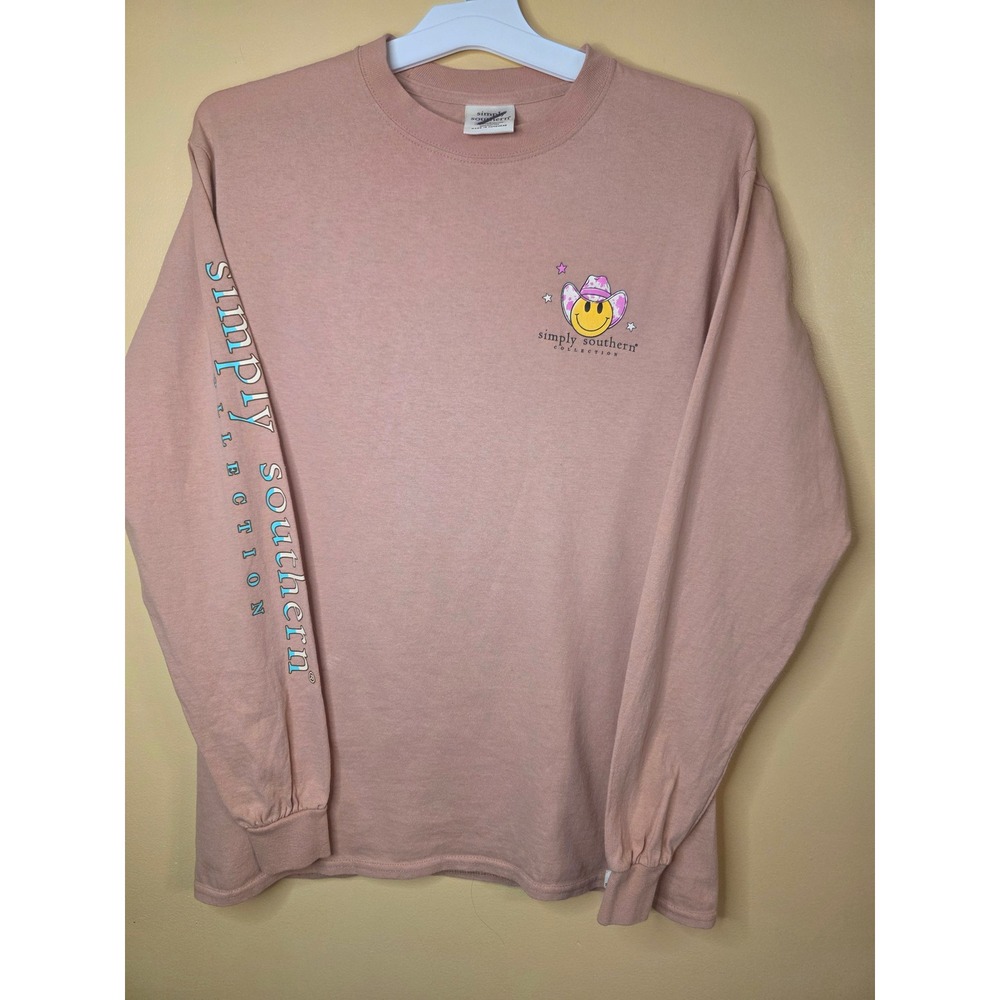 Simply Southern Blame It On My Roots Graphic Long Sleeve Tee Pink Medium